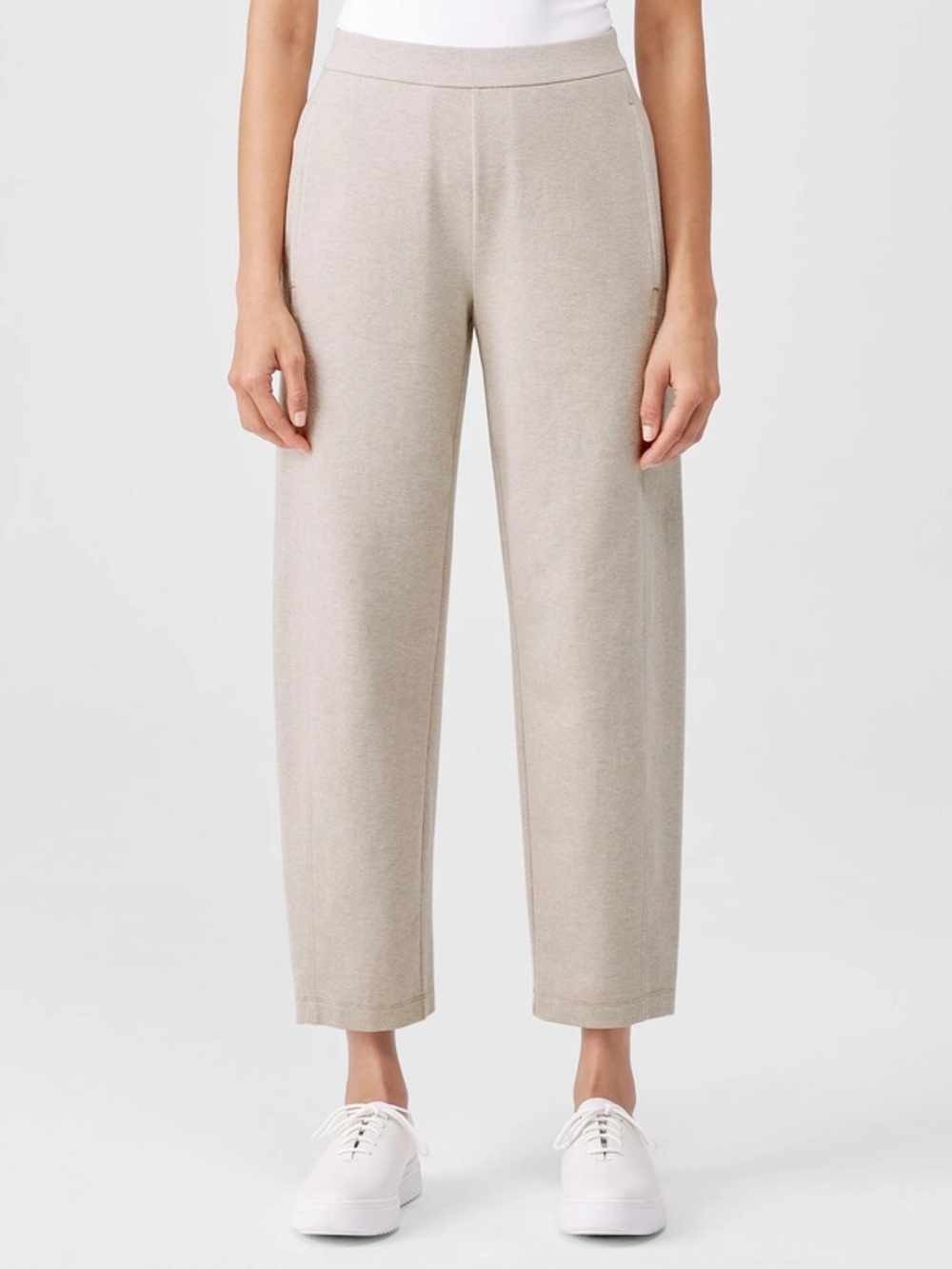 Eileen Fisher Organic Cotton Melange Crepe Lantern Pant XL Tan Minimal Lagenlook